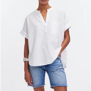 NWT Madewell Oversized Lakeline Popover Shirttail Top In Eyelet White Size XXS